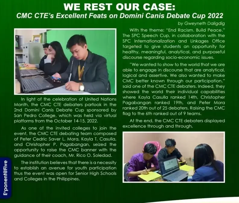 ICYMI | CMC CTE’s Excellent Feats on Domini Canis Debate Cup 2022