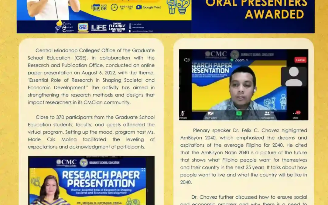 CMC GSE Nine Best Virtual Oral Presenters Awarded